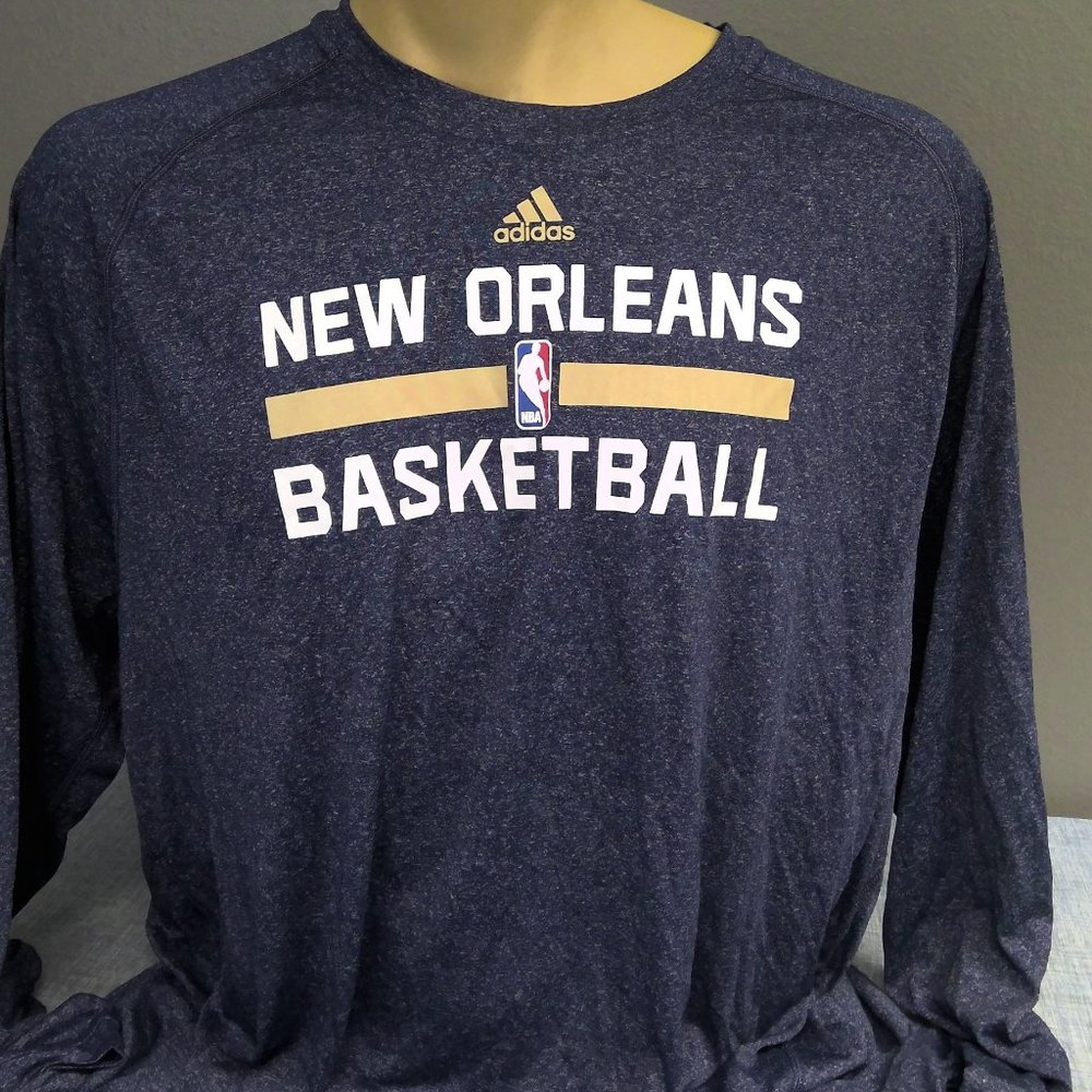 Adidas New Orleans Hornets NBA Basketball Long Sleeve Shirt Men's 3XLT